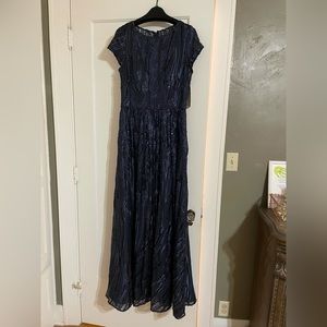 NWT navy sequin gown